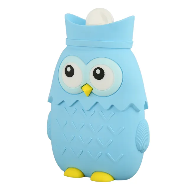 (Light Blue)Hot Water Bottle Microwave Heating Silicone Cartoon Injection BGS