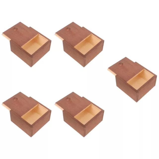 5pcs Holzseife Aufbewahrungsbox mit Dia Deckel Holzbox Holz Geschenkbox