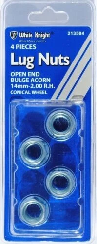 White Knight 213504 14mm x 2.00 Open End Bulge Acorn Lug Nuts - 1 Day Shipping!
