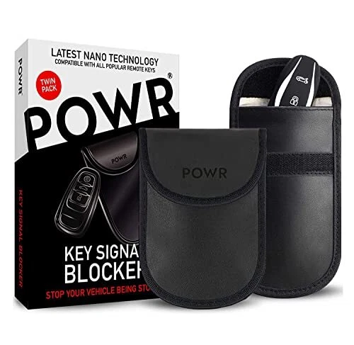 POWR Lot de 2 Boite a Clef Pochette Anti Vol avec Attache Porte Clé | Anti Ondes