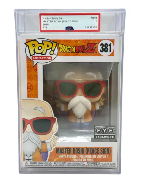 PSA 9 Funko Pop! # 381 Master Roshi (Peace Sign) - FYE - Dragon Ball Z