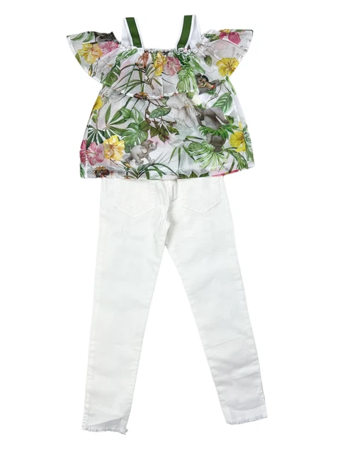 Set top jeans Monnalisa RRP £279 Jungle ETÀ 6 anni adolescenti bambine C411 2