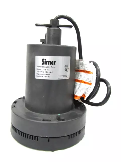 Simer Submersible utility pump 2305-04 1/4hp 115V 60Hz 6.0A