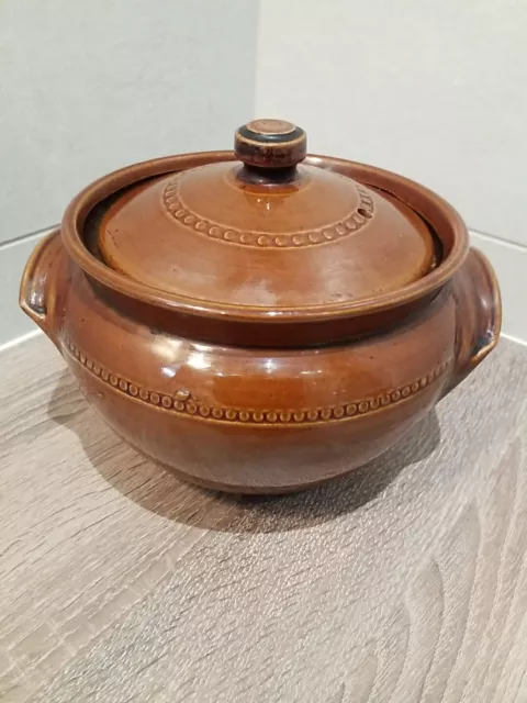 Stoneware Pot Pearsons of Chesterfield Glazed Lidded Rustic Casserole  Vintage