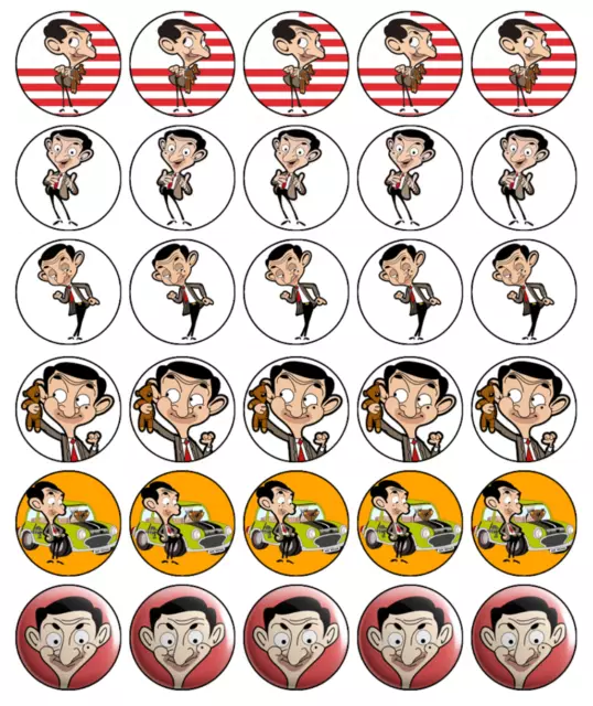 Mr Bean Cupcake Toppers Edible Icing or Wafer Birthday Cake Decorations (30)