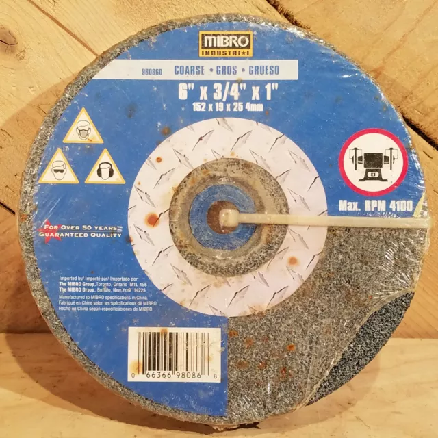 Mibro Coarse 6" Grinding Wheel 6" x 3/4" x 1" RPM 4100   Swanky Barn