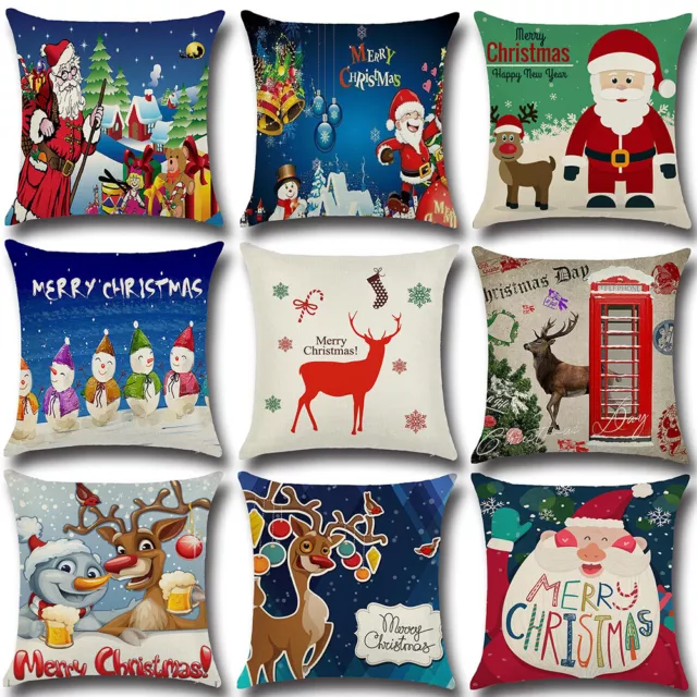 Merry Christmas Throw Pillow cover Santa Claus Santa Ride snowman Cushion Cover