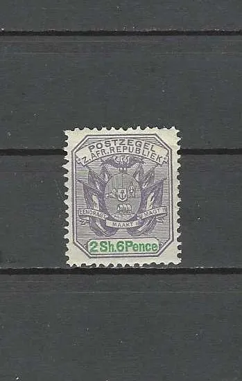 TRANSVAAL , SOUTH AFRICA ,1896, COAT OF ARMS , 2sh6p STAMP , PERF , VLH , CV$3