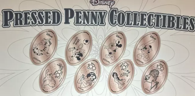 8 Disney 100th Anniversary Magic Kingdom Pressed Penny Set Dumbo Merida Jasmine