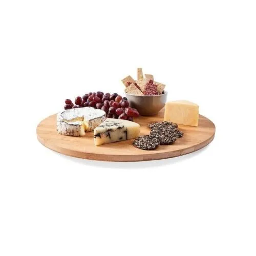 Bamboo Lazy Susan Serving Tray 40cm Round Wooden Cheese Grazing Board Turntable