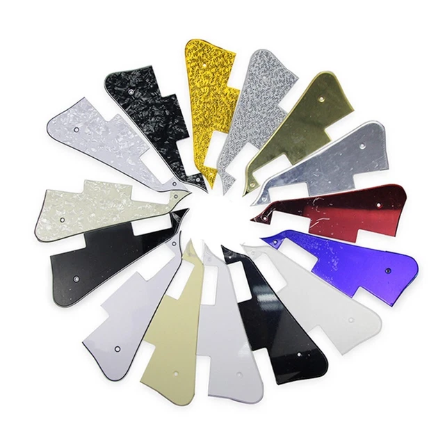 Pickguard LP 3 Plis Blanc Vieilli Avec Support Chromé Pour Epiphone Les Paul