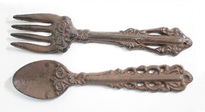Rustic Vintage Style Cast Iron Fork & Spoon Set Indoor Home Decor