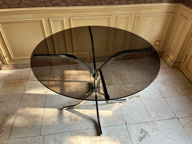 Table basse plateau verre givré piètement moderniste 1960 sur Gens de