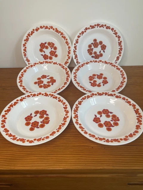 Lot De 6 Assiettes Orange Vintage Arcopal - Modèle LOTUS Des Années 70, Idéal Pour Dessert Ou Décoration Rétro
