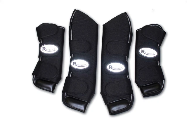 Rhinegold Ripstop Full Length Horse Travel Boots in Black