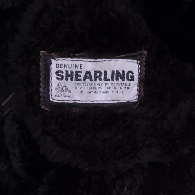 C4678 VTG MEN'S Shearling Coat Fur Collar Original Sheepskin Leather ...