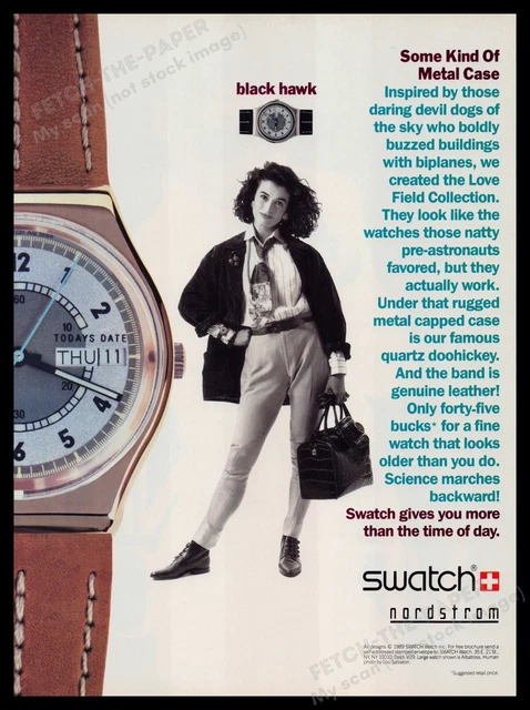 Swatch Watch Black Hawk 1980s Print Advertisement Ad 1989