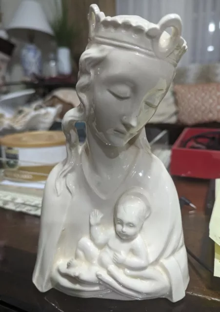 Art Deco Bohemia Virgin Mary With Baby Jesus Sculpture  Ida 2