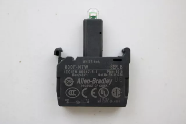 Allen Bradley 800F-N7W Lamp Module Integrated LED 240VAC Latch Mount White