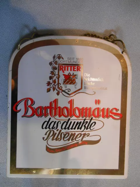 Bartholomäus das dunkle Pilsener Zapfhahnschild Bier Brauerei Reklame Werbung