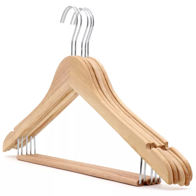 Slimline Wooden Suit Coat Hanger, Trouser Bar Eco-Friendly FSC® Rubber Wood 44cm