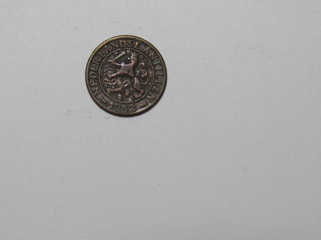 Old Netherlands Antilles Coin - 1952 1 Cent - Bent, scratches, rim dings