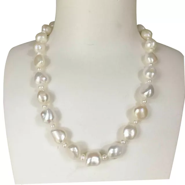 Elegant Huge 12~15mm Baroque Freshwater Pearl Necklace 45cm Natural white AAA