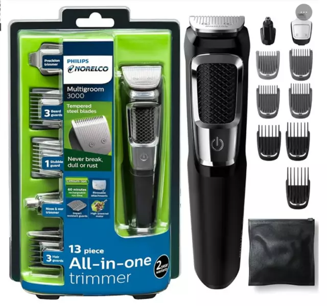 Philips Norelco Multigroomer All-in-One Trimmer Series 3000, 13 Piece Mens Groom