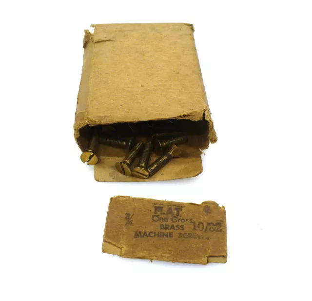 Box of ~50 Brass Machine Screws 10-32 x 3/4" Flat Countersink Slotted Vintage