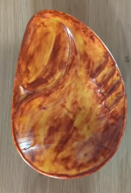 Large Ashtray USA Ceramic Glazed Pottery Burnt Orange Mid Century Modern 9"x7"