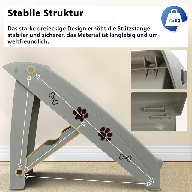 Hundetreppe, 4 Stufen Haustiertreppe, klappbar, Steighilfe für Auto Katzentreppe 6