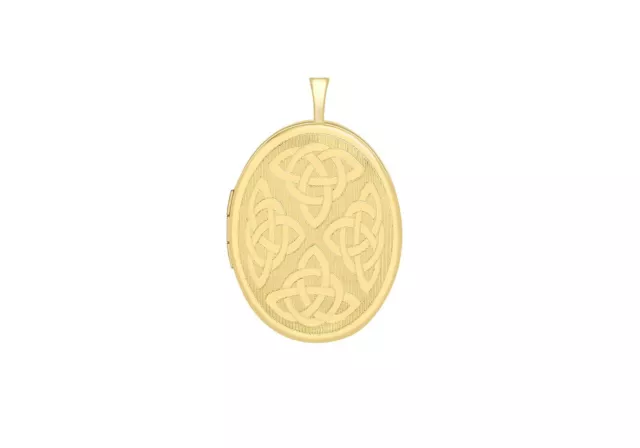 Etched Celtic Oval Locket 9ct Yellow Gold