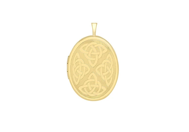 Etched Celtic Oval Locket 9ct Yellow Gold