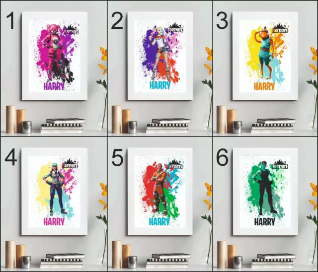 Personalized Fortnite Wall Art Prints Character Skins Gaming Posters A4, A3
