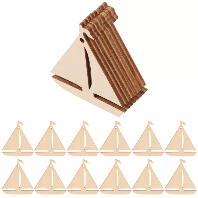 50 Pcs Wooden Sailboat Decorations for Party Carving