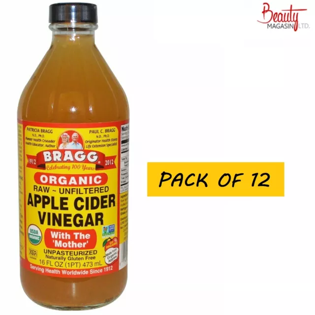 12 X Bragg ORGANIC RAW APPLE CIDER VINEGAR 473ml (16oz)