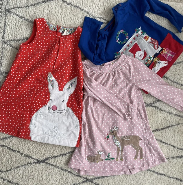 Mini Boden Christmas girl dress top age 2, 3, 4 years bundle red pink