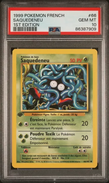 Carte Pokémon - Saquedeneu Edition 1 66/102 - PSA 10 Set de base