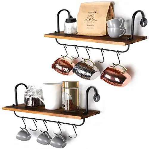 Floating Wall Shelves for Kitchen Bathroom Coffee Nook with Carbonized Black