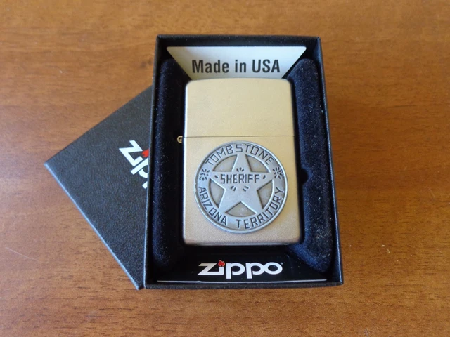 New Rare 2007 Zippo Lighter Badge Emblem Tombstone Az Territory Sheriff Police