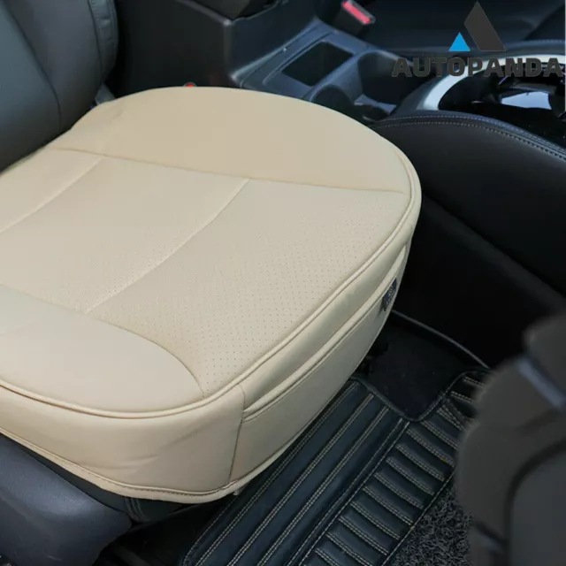 New Beige PU Leather Pad Protector Mat Cover Car Front Seat Cushion Sedan Driver