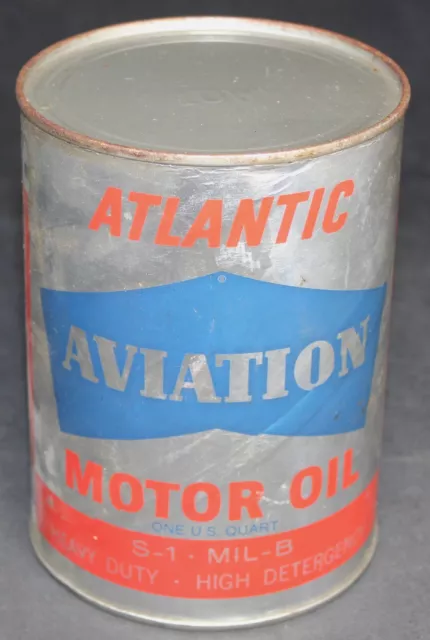 Atlantic Aviation Motor Oil Quart Can - Empty - Vintage