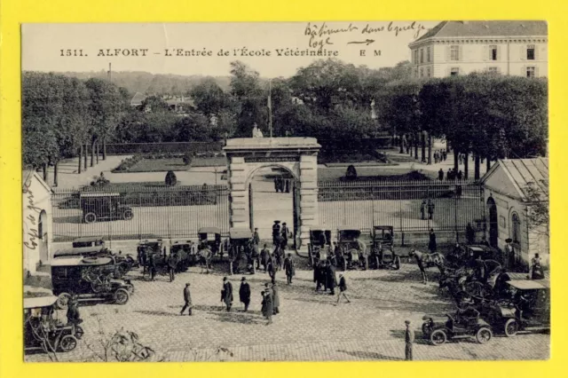 cpa FRANCE 94 - HOUSES ALFORT in 1915 BARRACKS SCHOOL VETERINARY automobiles