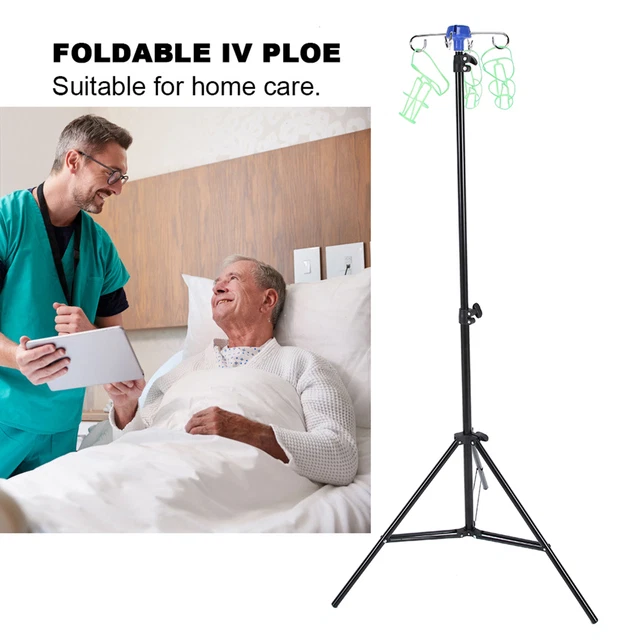 Portable IV Pole Drip Bag Stand Intravenous Foldable Pole Stand For Clinic Home