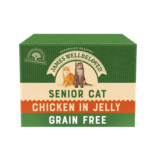 James Wellbeloved Wet Adult Senior Cat Grain Free Chicken Jelly Pouches 48 x 85g