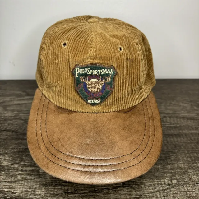 VTG POLO SPORTSMAN Ralph Lauren Cap Hat Hunting Dog Corduroy Leather  Strapback $189.88 - PicClick