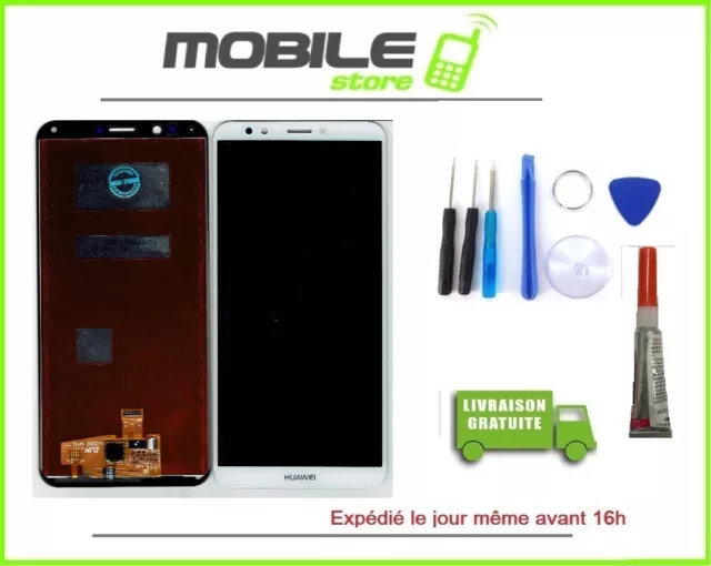 Vitre Tactile + Ecran LCD Pour HUAWEI Y7 PRIME 2018 Blanc LDN-L21 +outils+colle