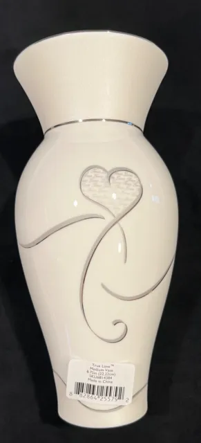 Stunning Lenox True Love 8.25" Wedding Vase~White & Platinum~Looks Unused & NIB!