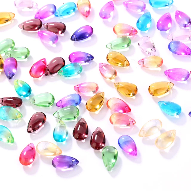 100pcs 13x8mm Teardrop Crystal Glass Loose Beads Pendants DIY Jewelry Finding