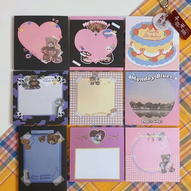 Retro Style Stationery for Student Plush Bear Sticky Notes Memo Pad Notepad